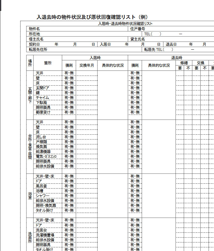原状復帰ガイドライン